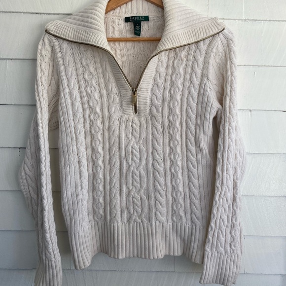 Lauren Ralph Lauren Sweaters - Lauren by Ralph Lauren Cable Knit Half Zip size L